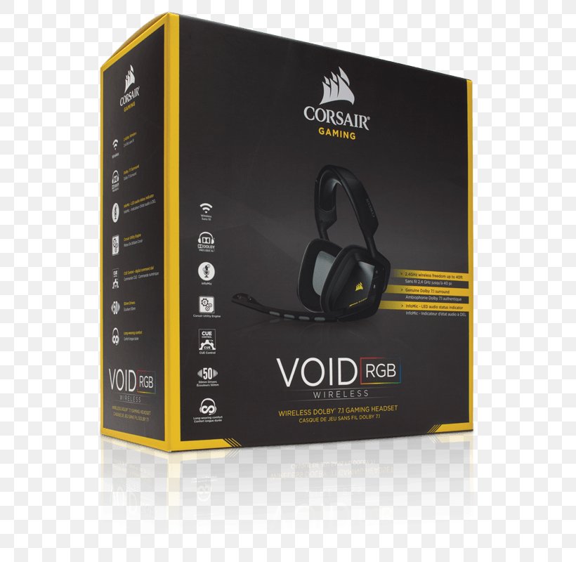 Corsair VOID PRO RGB Headset 7.1 Surround Sound Headphones Wireless, PNG, 577x800px, 71 Surround Sound, Corsair Void Pro Rgb, Audio, Audio Equipment, Brand Download Free