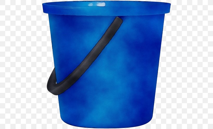 Blue Cobalt Blue Turquoise Waste Container Plastic, PNG, 500x500px, Watercolor, Blue, Bucket, Cobalt Blue, Flowerpot Download Free