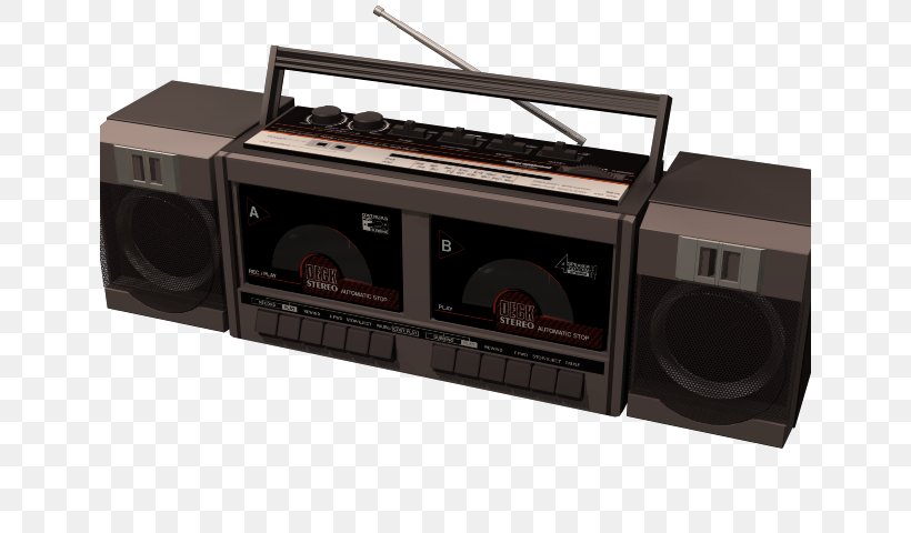 Boombox Stereophonic Sound Tape Recorder Compact Cassette Cassette Deck, PNG, 640x480px, 3d Computer Graphics, 3d Modeling, Boombox, Audio, Audio Receiver Download Free