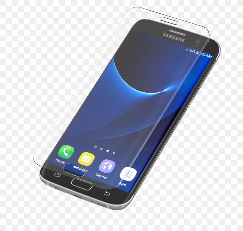 Samsung GALAXY S7 Edge Smartphone Mobile Phone Accessories Feature Phone Screen Protectors, PNG, 2400x2284px, Samsung Galaxy S7 Edge, Cellular Network, Communication Device, Computer Monitors, Electric Blue Download Free