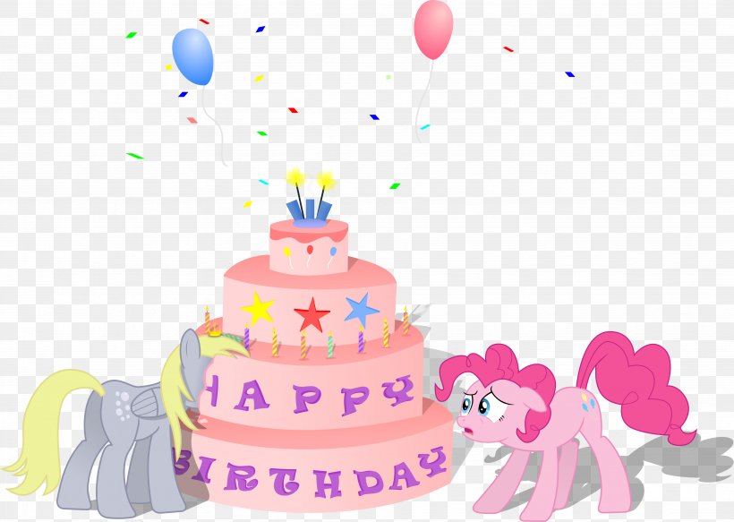 Birthday Cake Pony Pinkie Pie Scootaloo, PNG, 3678x2616px, Birthday Cake, Birthday, Cake, Cake Decorating, Cuisine Download Free
