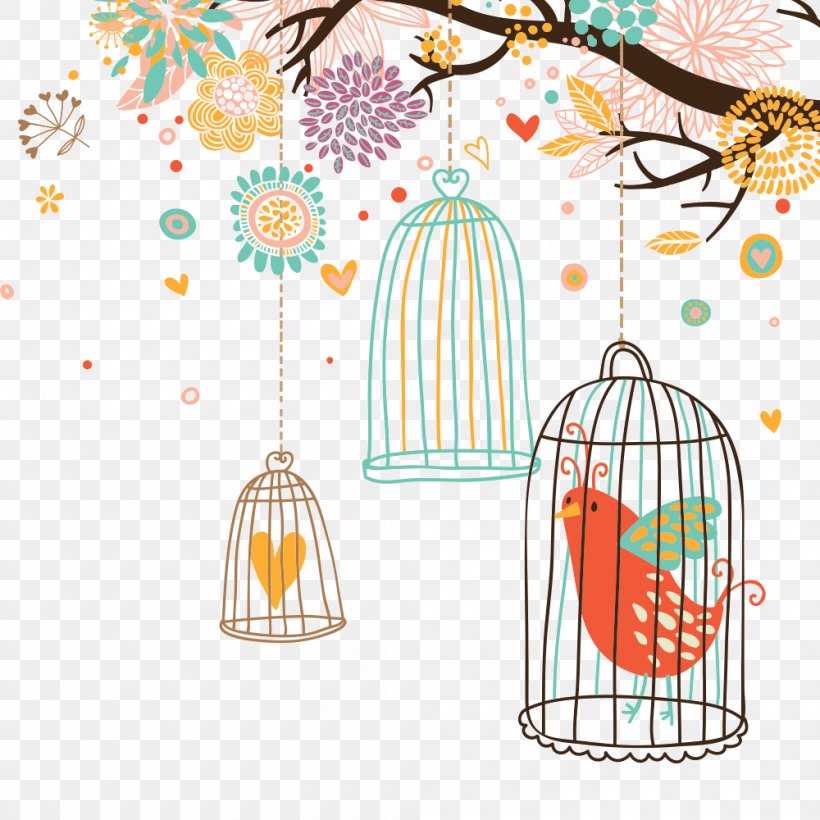 Bird Euclidean Vector Drawing, PNG, 1000x1000px, Bird, Area, Birdcage, Cage, Cdr Download Free