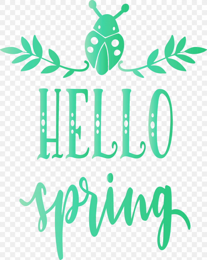 Green Text Font Logo, PNG, 2386x3000px, Hello Spring, Green, Logo, Paint, Spring Download Free