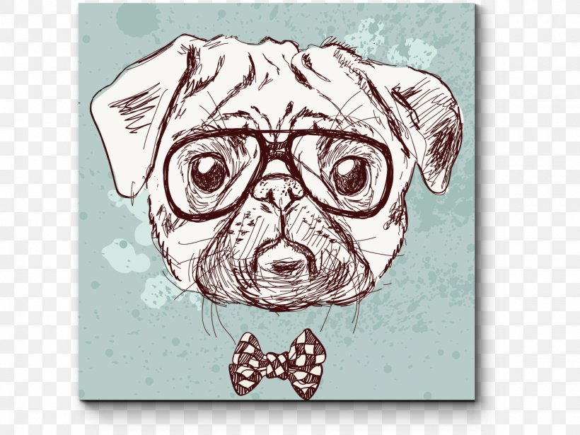 Pug Mug Puppy Hipster, PNG, 1400x1050px, Pug, Carnivoran, Cartoon, Dog, Dog Breed Download Free
