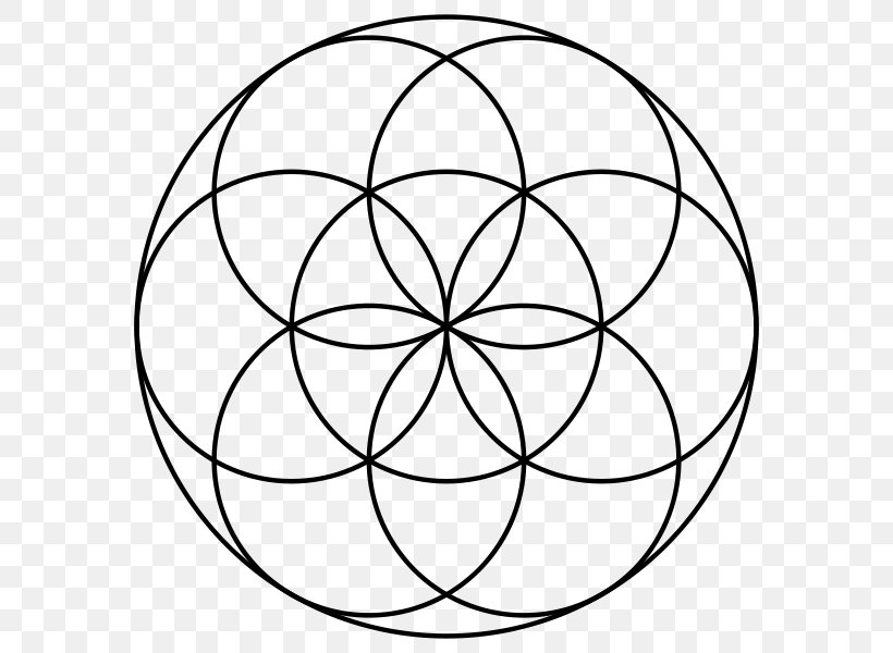 Seed Of Life Acupuncture Sacred Geometry Overlapping Circles Grid Symbol, PNG, 600x600px, Seed Of Life Acupuncture, Area, Ball, Black And White, Borromean Rings Download Free