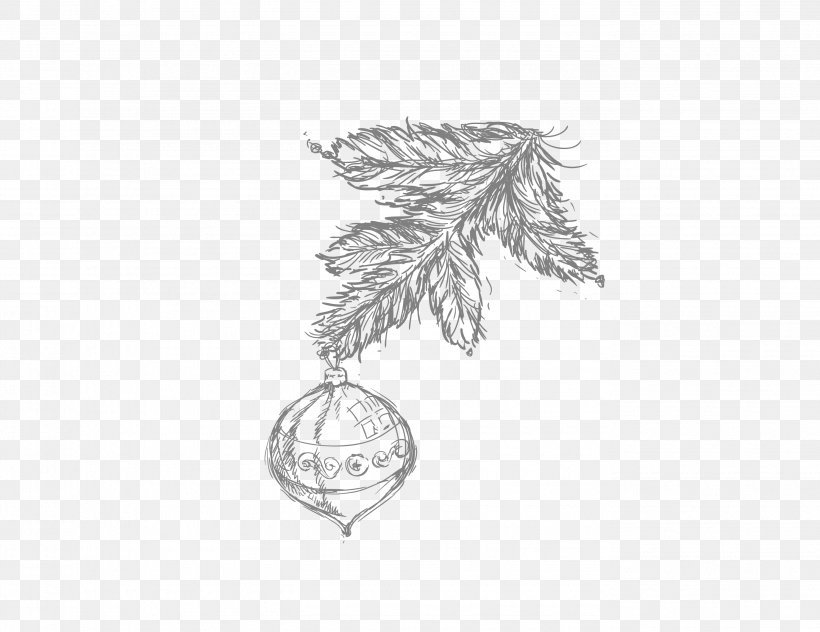 Drawing Christmas Tree Line Art, PNG, 2755x2125px, Drawing, Artwork, Black And White, Branch, Christmas Download Free
