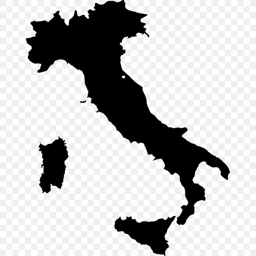 Italy Vector Map, PNG, 1024x1024px, Italy, Black, Black And White, Blank Map, Cartography Download Free