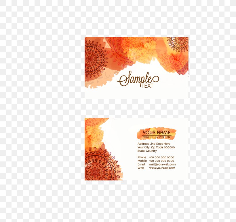 Business Card Visiting Card, PNG, 586x770px, Business Card, Brand, Business, Material, Orange Download Free