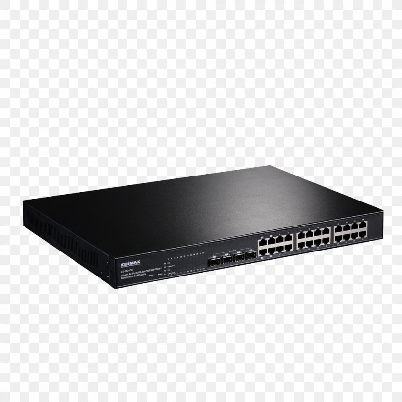 Gigabit Ethernet Network Switch Ethernet Hub Small Form-factor Pluggable Transceiver Port, PNG, 1000x1000px, 10 Gigabit Ethernet, Gigabit Ethernet, Computer Network, Electronic Device, Electronics Download Free