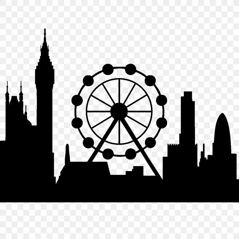 London Eye Wall Decal Sticker Skyline, PNG, 1200x1200px, London Eye, Black, Black And White, Brand, City Of London Download Free
