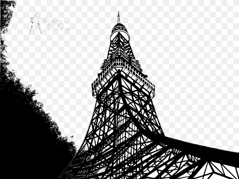 Tokyo Tower Tokyo Skytree Eiffel Tower, PNG, 1024x768px, Tokyo Tower, Black And White, Drawing, Eiffel Tower, Japan Download Free
