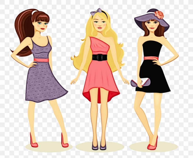 Cartoon Fashion Illustration Doll Fashion Design Toy, PNG, 1024x838px, Watercolor, Barbie, Cartoon, Doll, Dress Download Free