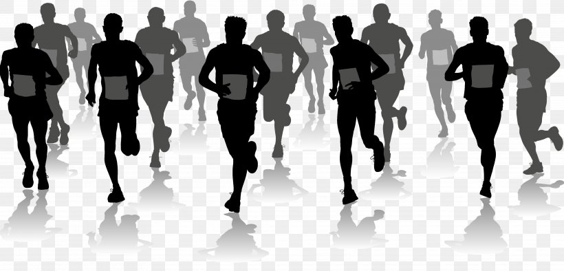 Half Marathon Running Clip Art, PNG, 3947x1900px, 5k Run, 10k Run, Marathon, Black And White, Choreography Download Free