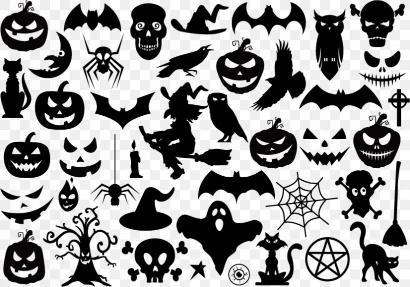 Shape Halloween, PNG, 826x580px, Shape, Black And White, Halloween, Jackolantern, Monochrome Download Free