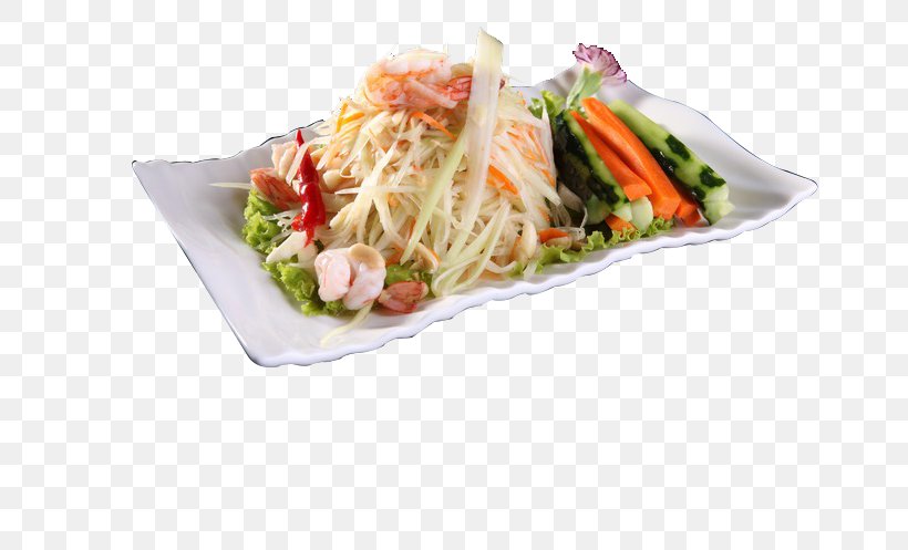 Thai Cuisine Yakisoba Thai Fried Rice Green Papaya Salad Chinese Noodles, PNG, 700x497px, Thai Cuisine, Asian Food, Capellini, Chicken Meat, Chinese Cuisine Download Free