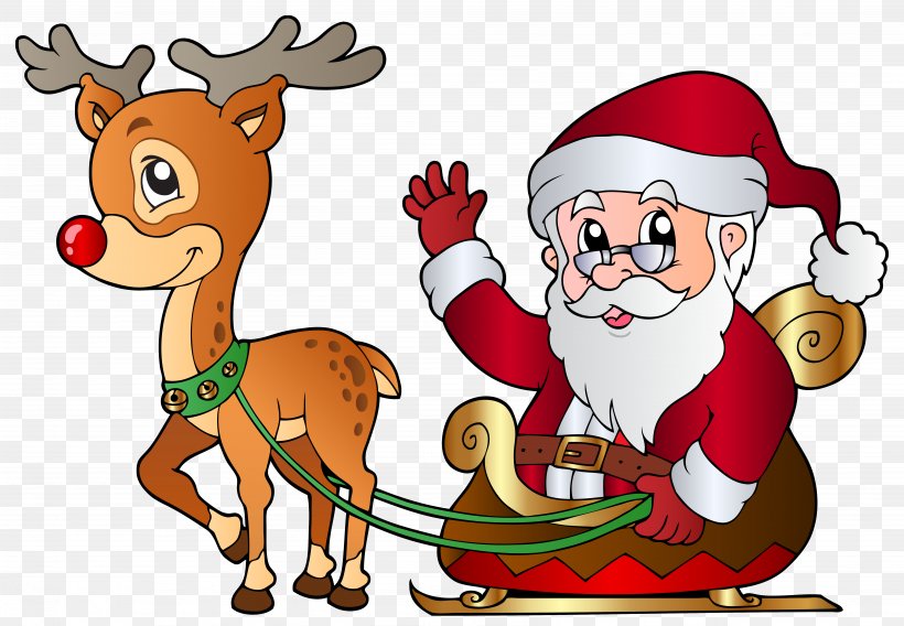 Rudolph Santa Claus Christmas Reindeer Clip Art, PNG, 6359x4406px, Santa Claus, Animation, Art, Cartoon, Christmas Download Free