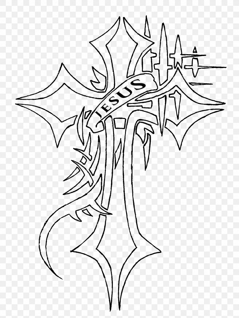 Tattoo Christian Cross Drawing Clip Art, PNG, 1665x2209px, Tattoo, Artwork, Black And White, Branch, Christian Cross Download Free