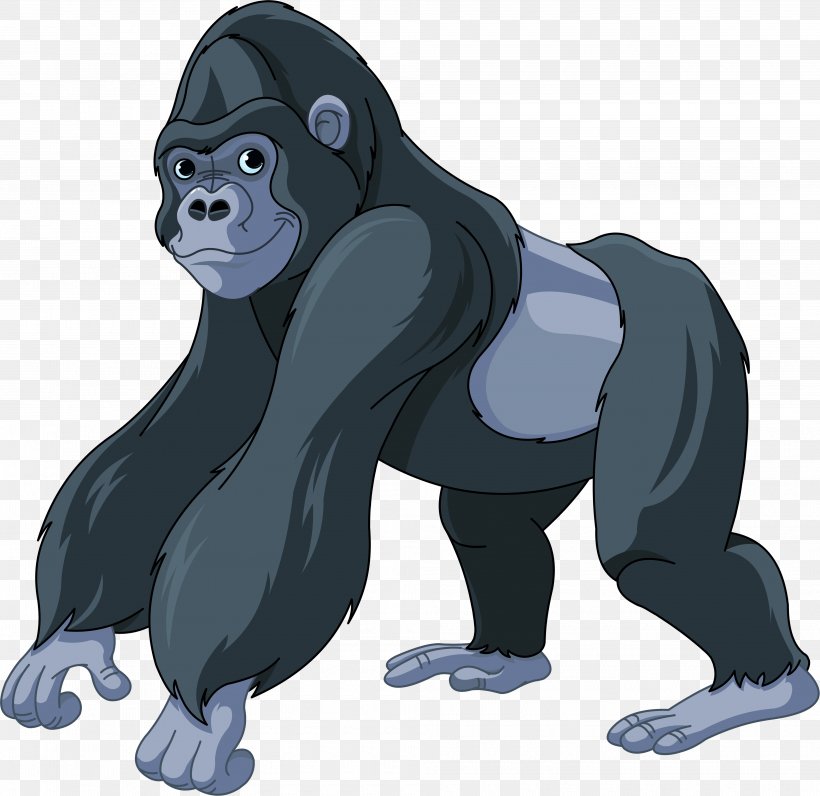 Gorilla Ape Cartoon Clip Art, PNG, 3960x3845px, Gorilla, Ape, Art, Black, Carnivoran Download Free