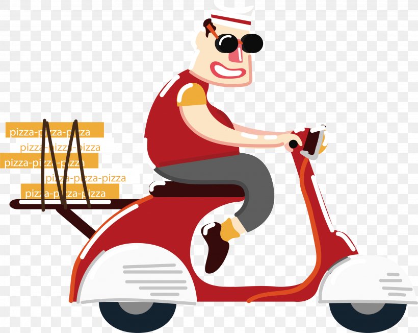 Pizza Delivery Fast Food Motorcycle, PNG, 3467x2760px, Pizza, Art, Cartoon, Delivery, Delivery Driver Download Free