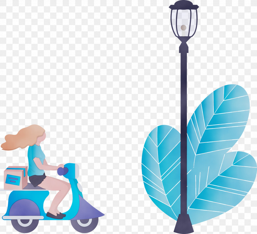 Turquoise Vehicle Scooter Kick Scooter, PNG, 3000x2736px, Street Light, Delivery, Girl, Kick Scooter, Motorcycle Download Free