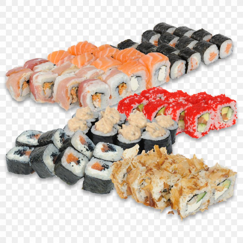 Sushi Makizushi California Roll Cucumber Tobiko, PNG, 1200x1200px, Sushi, Asian Food, Atlantic Salmon, Bacon, California Roll Download Free