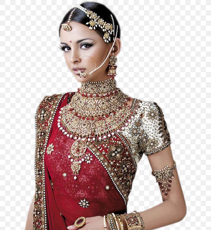 Woman wearing gold-colored accessories and orange sari dress, Jewellery  Jewelry model Display resolution, Jewellery Model File, image File Formats,  textile, fashion png | PNGWing