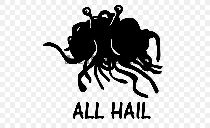 The Gospel Of The Flying Spaghetti Monster Decal, PNG, 500x500px, Flying Spaghetti Monster, Artwork, Atheism, Black, Black And White Download Free