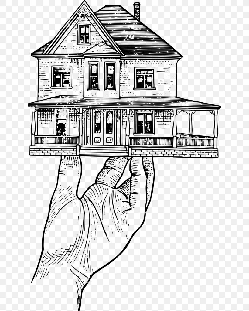 House Hand Clip Art, PNG, 637x1024px, House, Architecture, Artwork, Black And White, Building Download Free