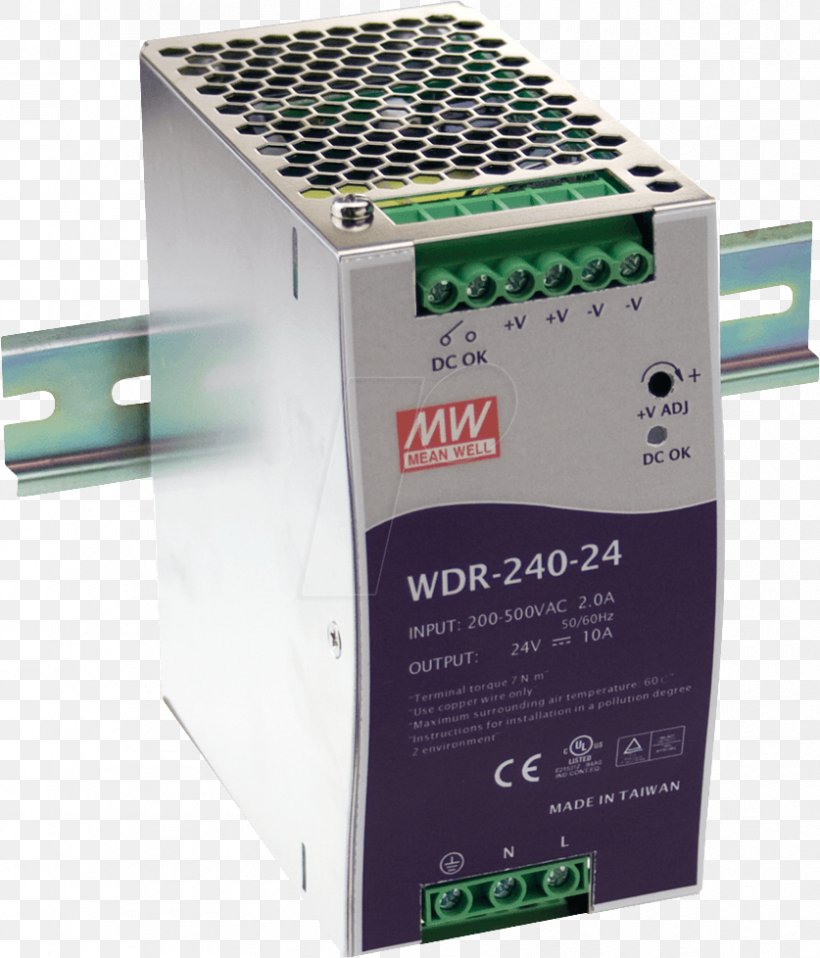 Mean Well WDR-240-24 DIN Rail Mean Well SDR-240-24 Power Converters MEAN WELL Enterprises Co., Ltd., PNG, 837x978px, Din Rail, Acdc Receiver Design, Computer, Computer Component, Direct Current Download Free