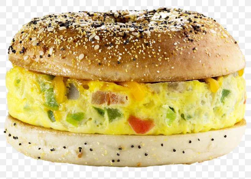 Omelette Bagel Vegetarian Cuisine Veggie Burger Hamburger, PNG, 900x643px, Omelette, American Food, Bagel, Baked Goods, Bread Download Free