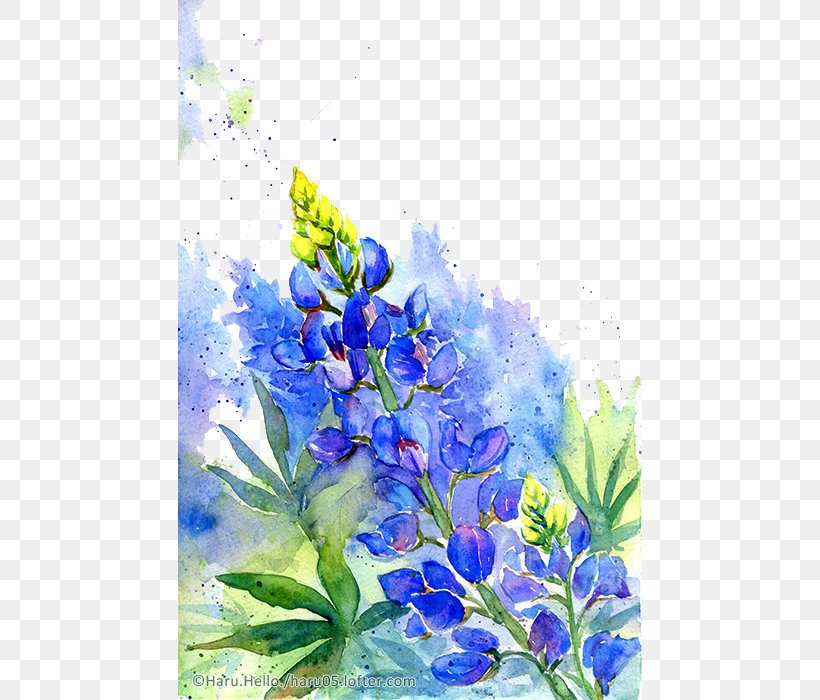 Watercolor Painting Flower Drawing Illustration, PNG, 464x700px, Watercolor Painting, Acrylic Paint, Art, Bluebonnet, Branch Download Free