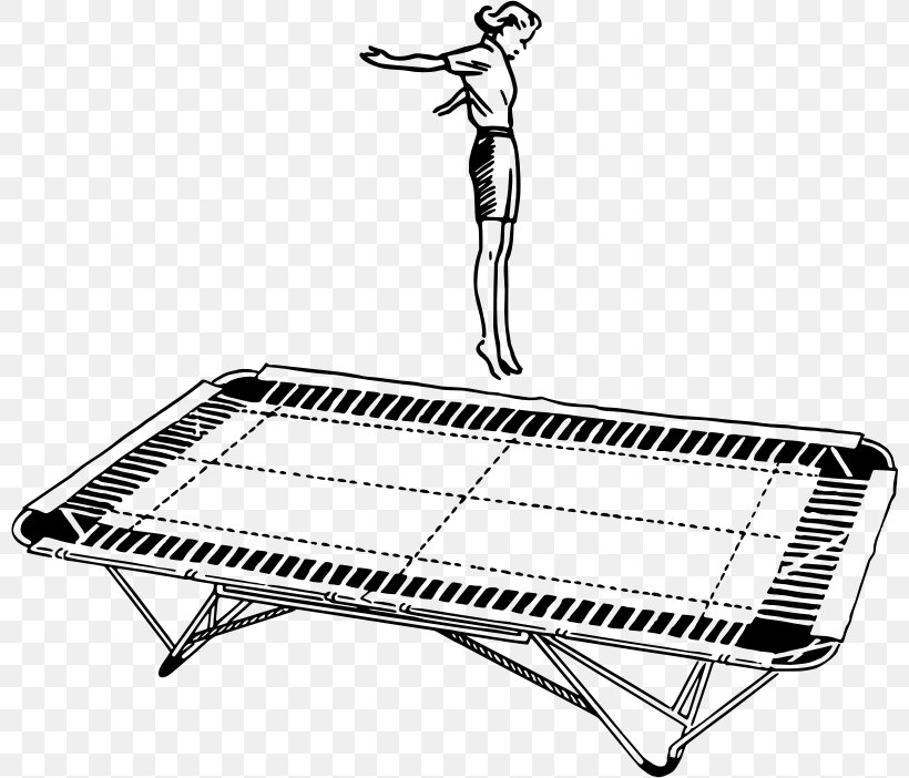 Trampoline Trampolining Gymnastics Clip Art, PNG, 800x702px, Trampoline, Black And White, Drawing, Furniture, Gymnastics Download Free