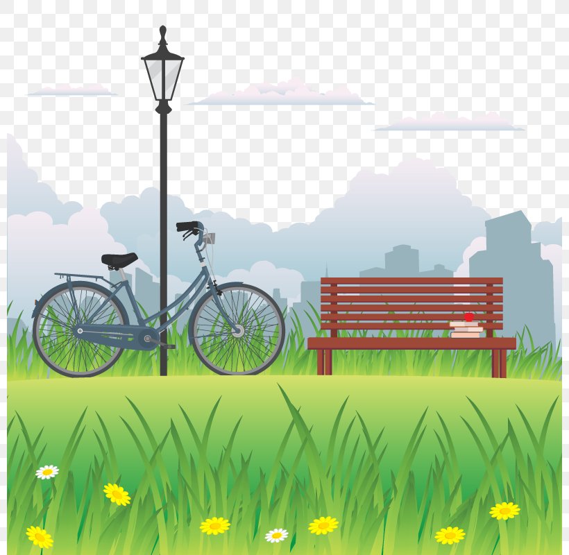 Park Euclidean Vector Download Street Lamp, PNG, 800x800px, Park, Bank, Bench, Bicycle, Computer Download Free