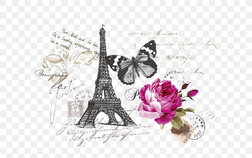 Eiffel Tower Flat Design, PNG, 650x514px, Eiffel Tower, Butterfly, Envelope, Flat Design, Flower Download Free