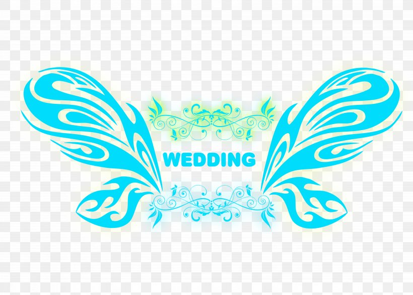 Fluorescent Blue Butterfly Wedding Logo, PNG, 5953x4252px, Butterfly, Aqua, Blue, Butterfly Effect, Clip Art Download Free