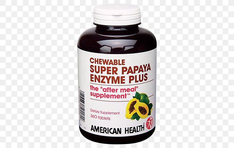 Dietary Supplement American Health Digestive Enzyme Papaya, PNG, 520x520px, Dietary Supplement, American Health, Digestion, Digestive Enzyme, Enzyme Download Free