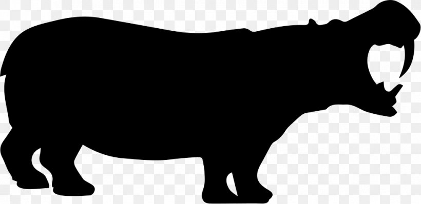 Silhouette Horse Hippopotamus Clip Art, PNG, 981x477px, Silhouette, Animal, Black, Black And White, Carnivoran Download Free
