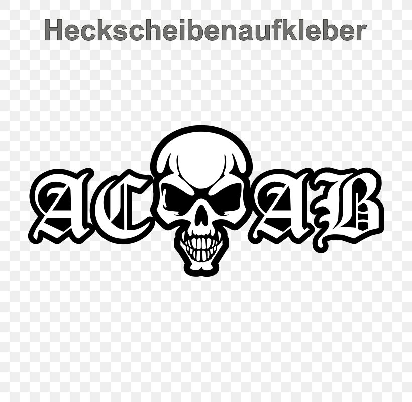 A.C.A.B. Sticker Skull Text Police, PNG, 800x800px, Acab, Advertising, Area, Black And White, Bone Download Free