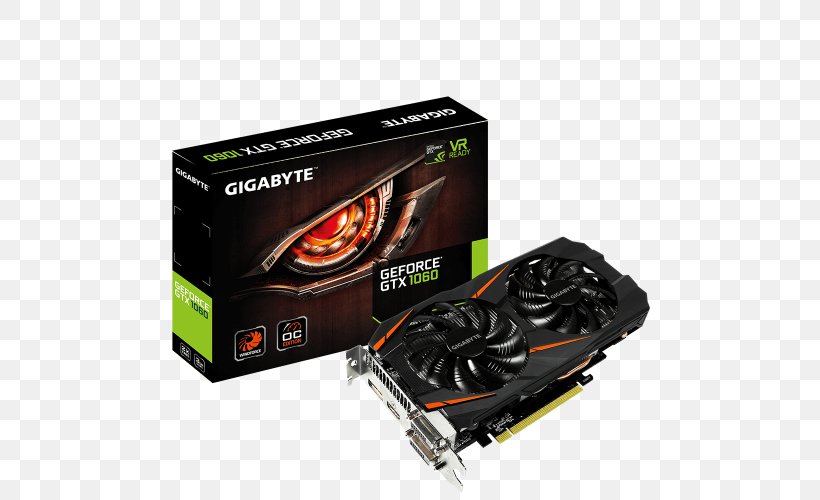 Graphics Cards & Video Adapters NVIDIA GeForce GTX 1060 GDDR5 SDRAM Gigabyte Technology, PNG, 500x500px, Graphics Cards Video Adapters, Aorus, Cable, Chipset, Computer Component Download Free