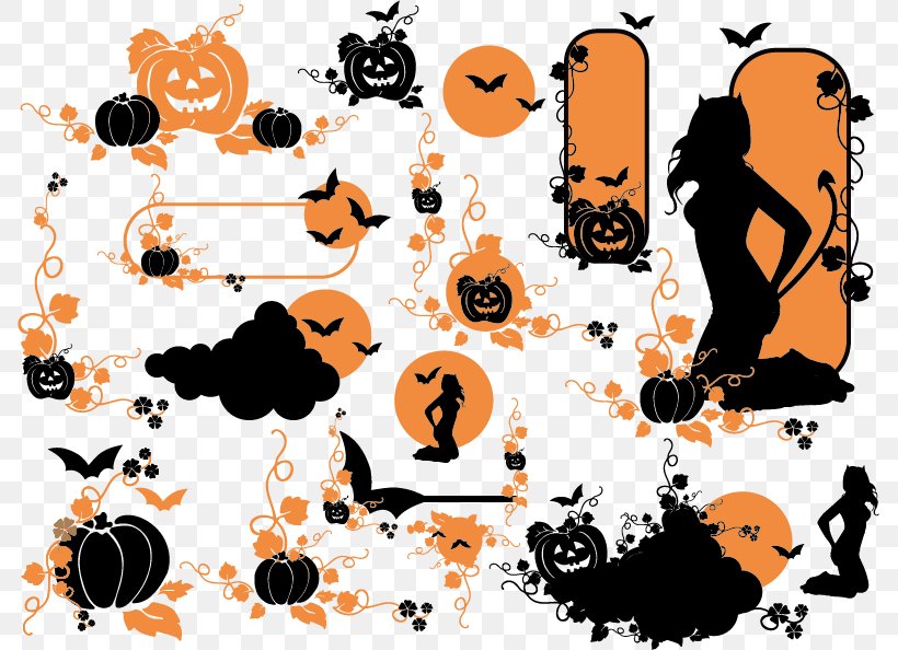 Halloween Pumpkin Ghost Silhouette Vine, PNG, 787x594px, Halloween, Communication, Festival, Ghost, Human Behavior Download Free