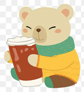 Cute Bear - Cozy Bear Enjoying A Coffee PNG