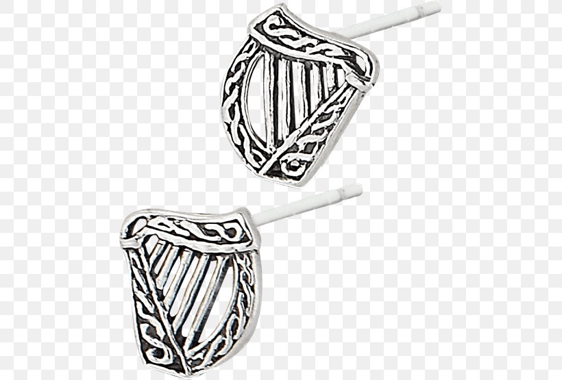 Earring Silver Body Jewellery Celtic Harp, PNG, 555x555px, Earring, Black And White, Body Jewellery, Body Jewelry, Celtic Harp Download Free