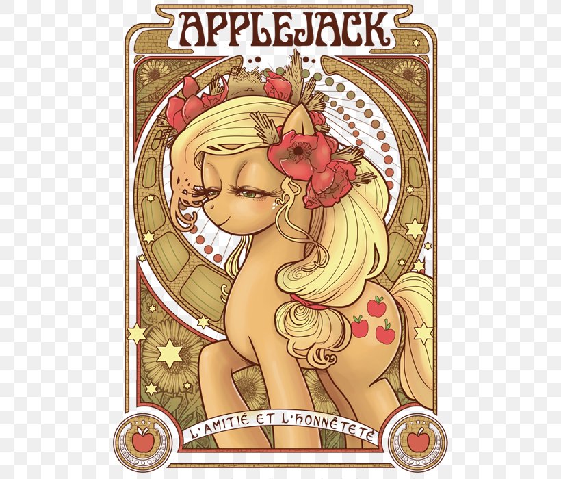 Applejack My Little Pony Rainbow Dash Art Nouveau, PNG, 535x700px, Applejack, Art, Art Nouveau, Cartoon, Comic Book Download Free