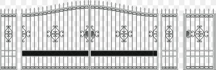 Gate Euclidean Vector Door, PNG, 5702x1851px, Gate, Black And White, Brand, Door, Fence Download Free