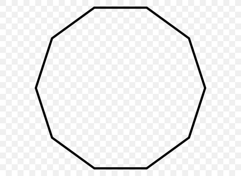 Decagon Regular Polygon Geometry Two-dimensional Space, PNG, 600x600px, Decagon, Area, Black, Black And White, Dodecagon Download Free