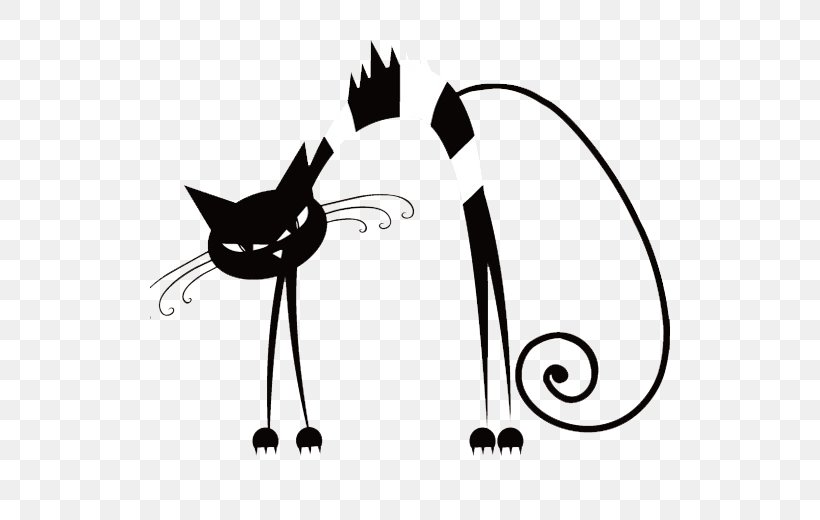 Black Cat Kitten Drawing, PNG, 520x520px, Cat, Black, Black And White, Black Cat, Carnivoran Download Free