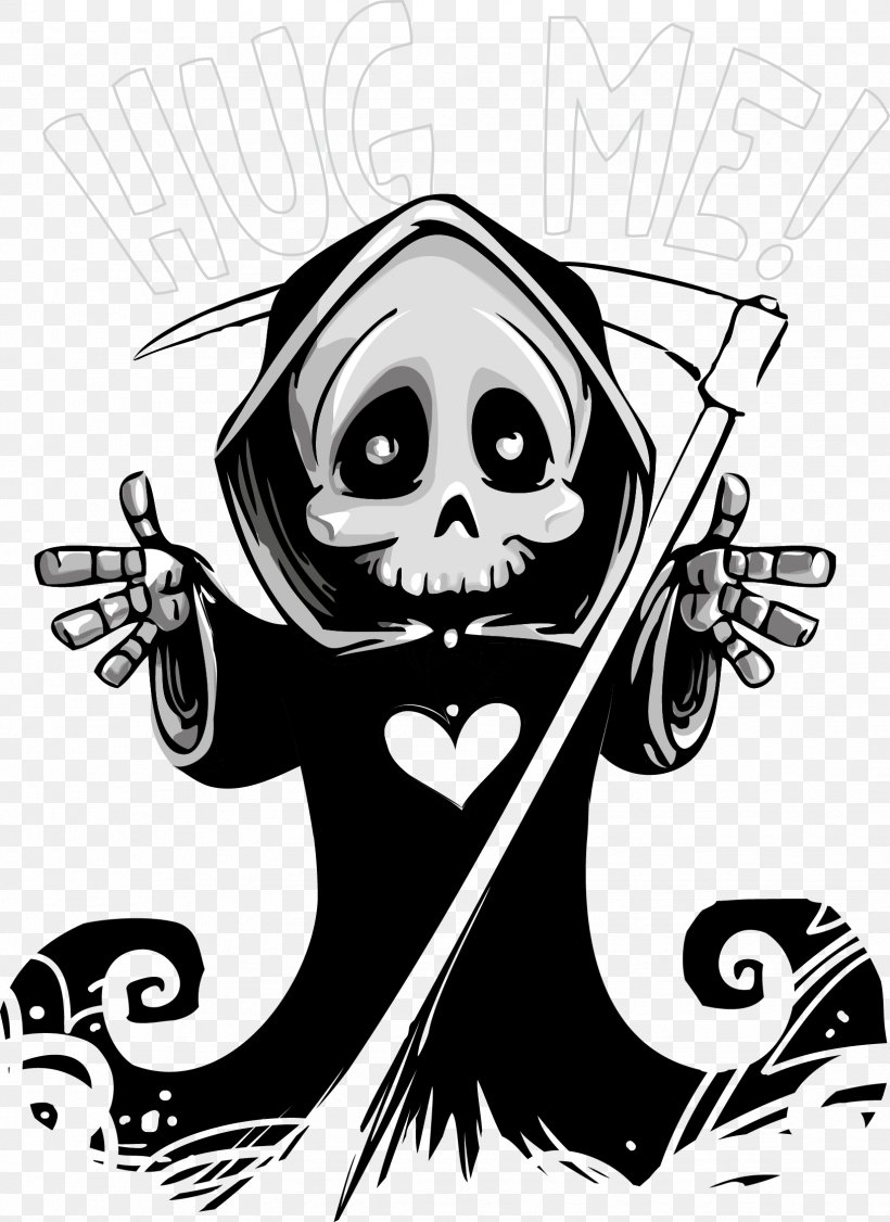 Death T-shirt Cuteness Zazzle Reaper, PNG, 1629x2238px, Death, Art, Black And White, Bone, Cartoon Download Free