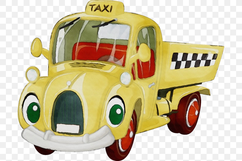 Vehicle Toy Car Yellow Transport, PNG, 700x544px, Watercolor, Car, Cartoon, Paint, Toy Download Free