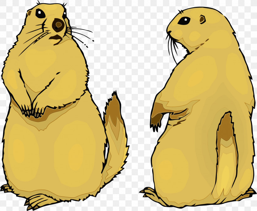 Cartoon Gopher Groundhog Yellow Fur Seal, PNG, 2999x2467px, Groundhog Day, Adaptation, Cartoon, Fur Seal, Gopher Download Free