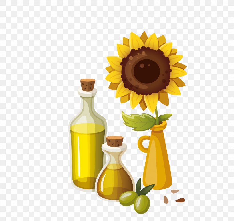 Illustration, PNG, 2200x2076px, Cartoon, Bottle, Cdr, Common Sunflower, Cooking Oil Download Free